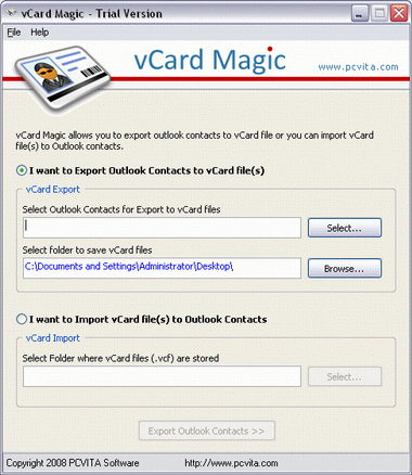 Convert Outlook to vCard File