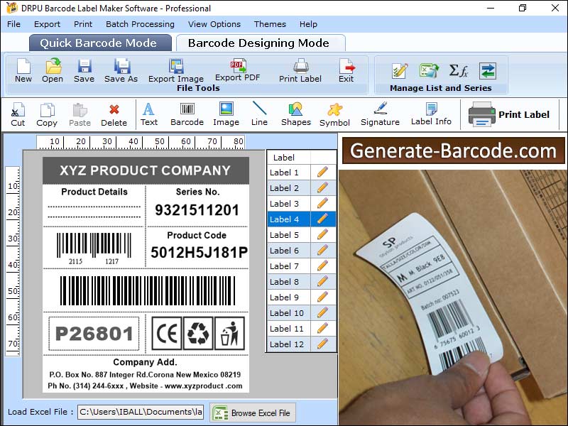 Les colis, bagages, code à barres, logiciels, produits de haute qualité, des étiquettes personnalisées, tags actifs, des cartes, des timbres, l'emballage, livraison, distribution, industrie, services, artisanat, d'impression, support, linéaire