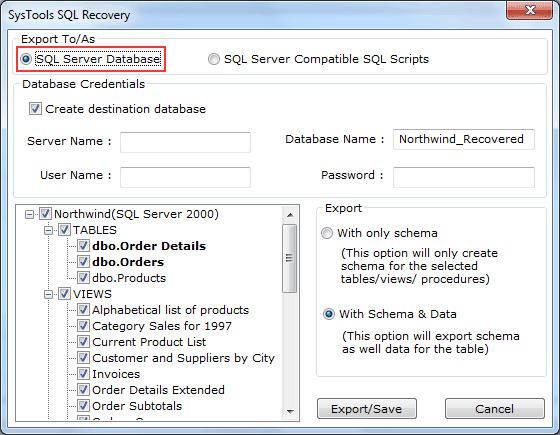 Recover Database from Corrupted SQL Server