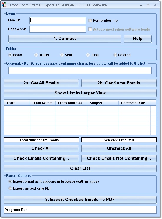 Windows Live Hotmail Export To Multiple PDF Files 