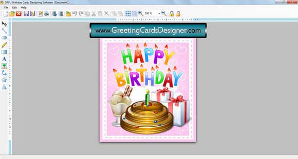Birthday, card, creating, software, produce, high, resolution, striking, colorful, funny, greetings, application, image, designing, tools, lines, pencils, star, rectangle, barcode, labels, utility, add, text, personalize, message, logos, photos