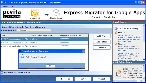 MS Outlook to Google Apps
