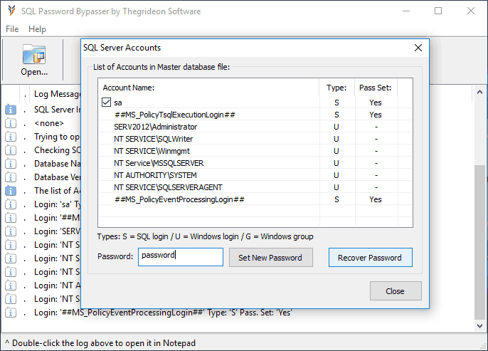 sql password recovery, sql password, sql account password, sql server password, sql server, access sql server, thegrideon