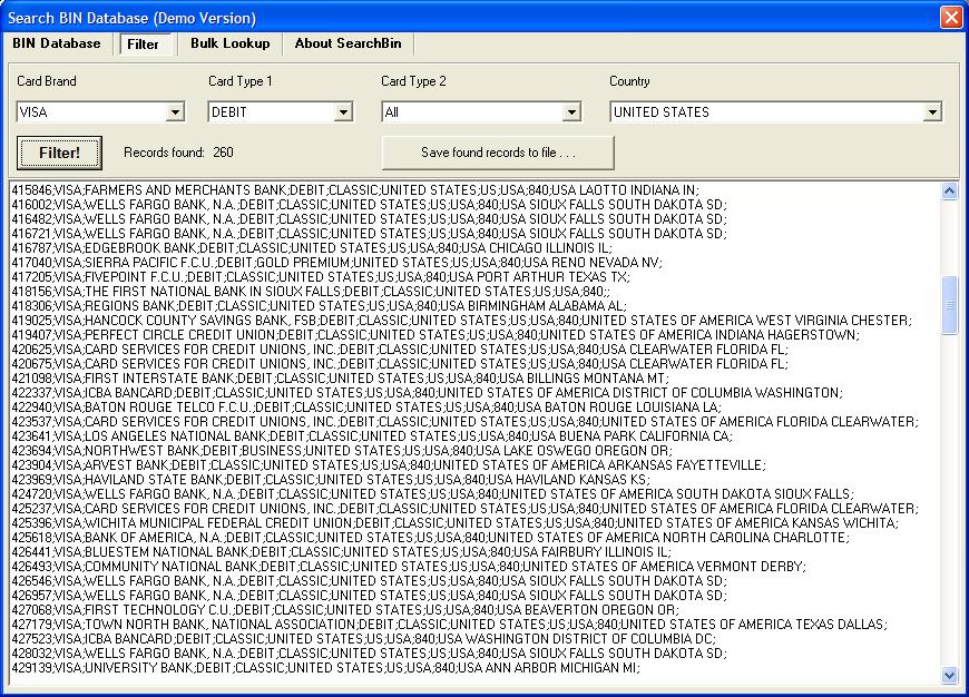 BinBase.com BIN Lookup Software