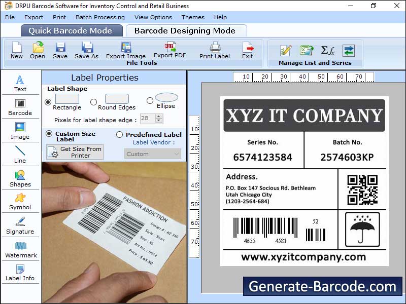 Software, generate, 2D, linear, font, barcodes, badges, coupon, image, designing, application, program, generate, product, asset, sticker, label, holograms, pencil, text, line, ellipse, utility, tool, creates, price, ribbon, dimension, shape, size