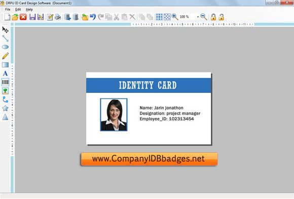 Identification, card, designing, software, generate, print, colorful, stunning, images, employees, student, faculty, information, name, designation, work, profile, photographs, objects, lines, text, pencils, rectangle, triangle, star, barcode, labels
