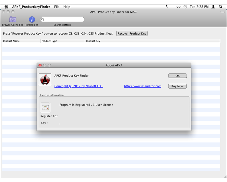 APKF MAC Product Key Finder