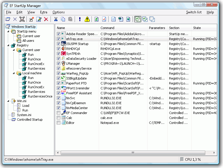 EF StartUp Manager Tool