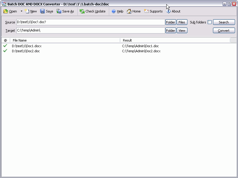 Batch DOCX to DOC Converter