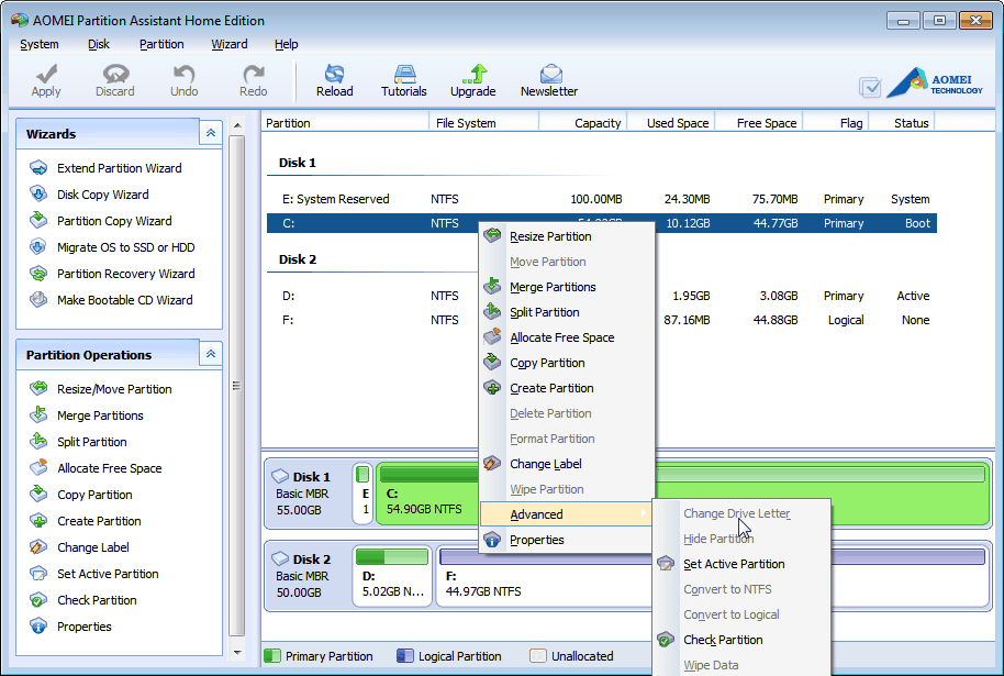 Aomei Partition Assistant Free Edition