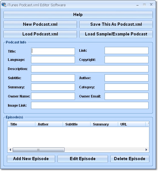 iTunes Podcast.xml Editor Software