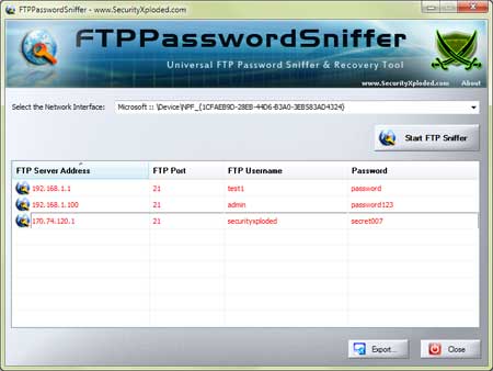 FTP Password Sniffer Tool