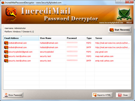 IncrediMail Password Decryptor Tool