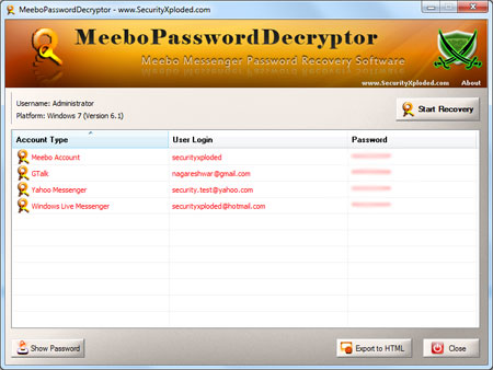 Meebo Password Decryptor Tool