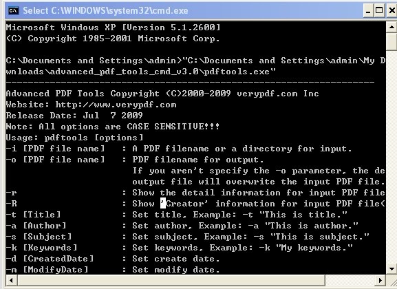 VeryPDF Advanced PDF Tools Command Line