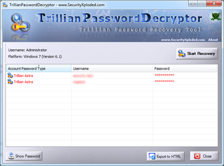 Trillian Password Decryptor Tool