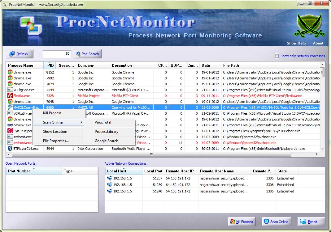 ProcNetMonitor Tool