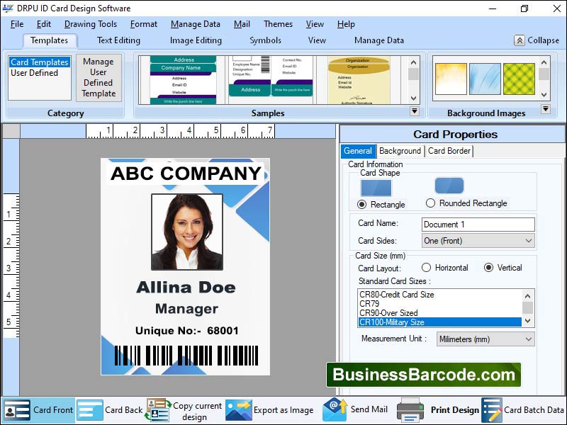 ID, card, maker, tool, generate, various, label, logo, graphics, object, Windows, PC, software, permit, user, print, design, bulk, coupon, color, size, style, dimension, font, professional, application, create, different, business, standard, badges