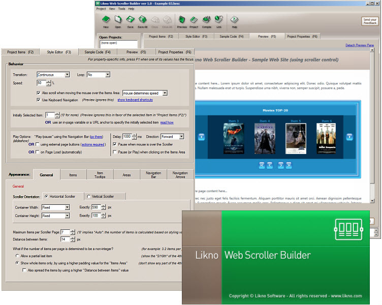 Likno Web Scroller/Slider Builder