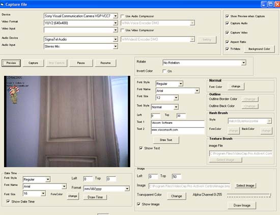 Video Mixing Capture,c#  Video Capture SDK, Audio Capture, Web Cam, Camera Control, SnapShot, AVI, Overlay bitmap, text,time sta