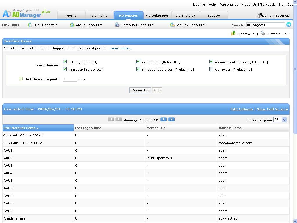 Active Directory Management and Reporting Tool - A