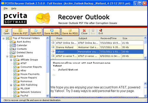 PCVITA Recover Outlook