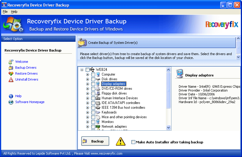 RecoveryFix for Device Driver Backup