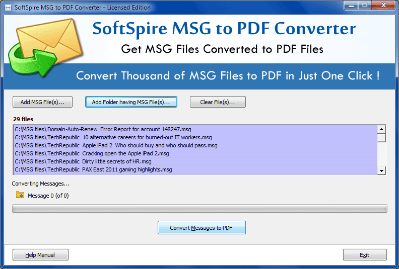 Convert from MSG to PDF