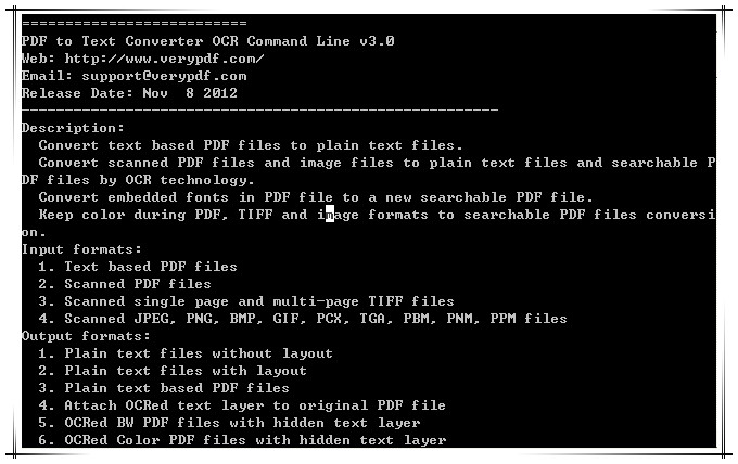 VeryPDF PDF to Text OCR Converter CMD