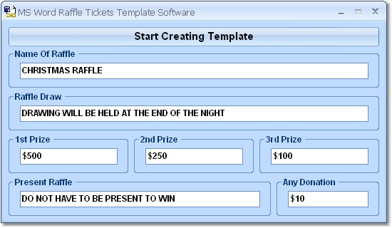 MS Word Raffle Tickets Template Software