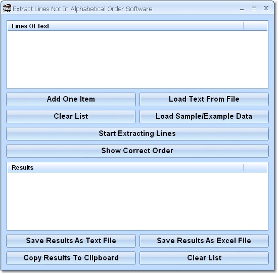 Extract Lines Not In Alphabetical Order Software