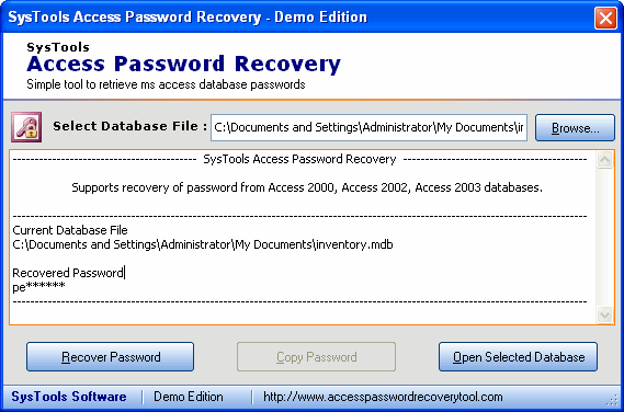 Advance MS Access Password Recovery