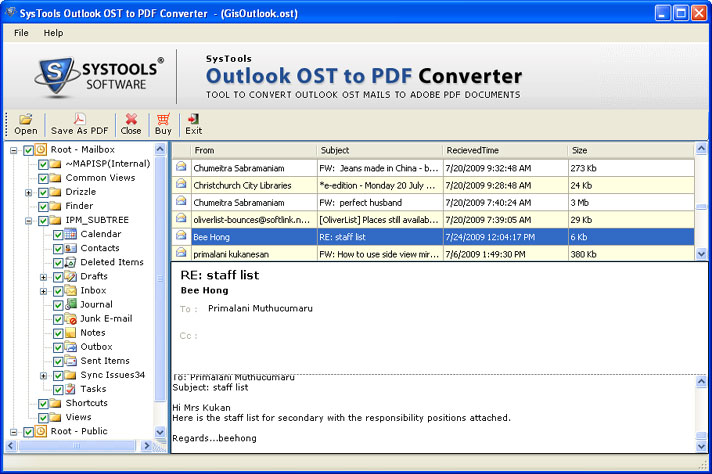 Convert Outlook OST Emails to PDF