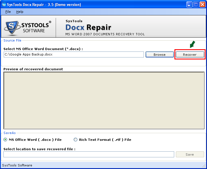 Word 2010 Recovery Tool