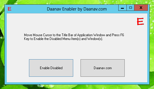 enable, disabled, window, menu, freeware, free utility, system utility