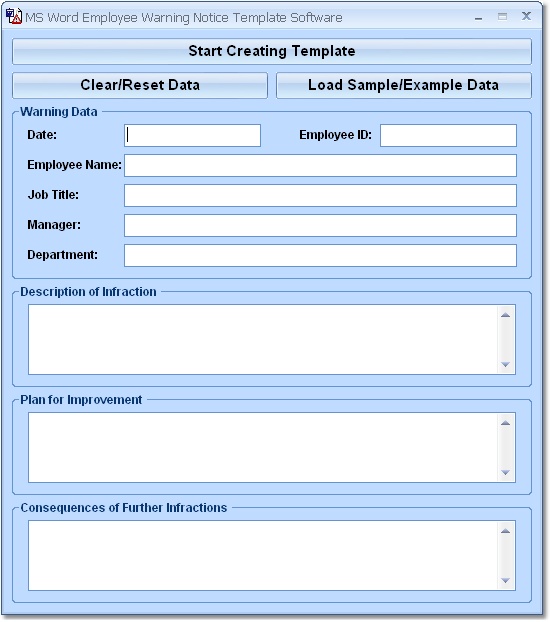 MS Word Employee Warning Notice Template Software