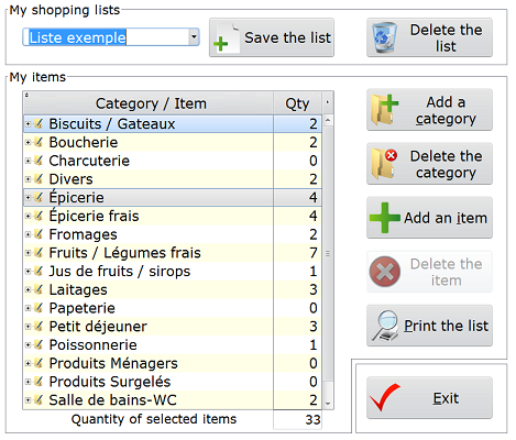 My shopping list