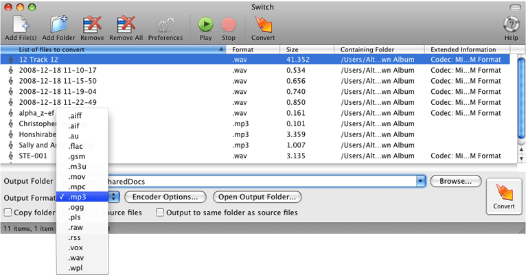 Switch Free Mac MP3 Converter