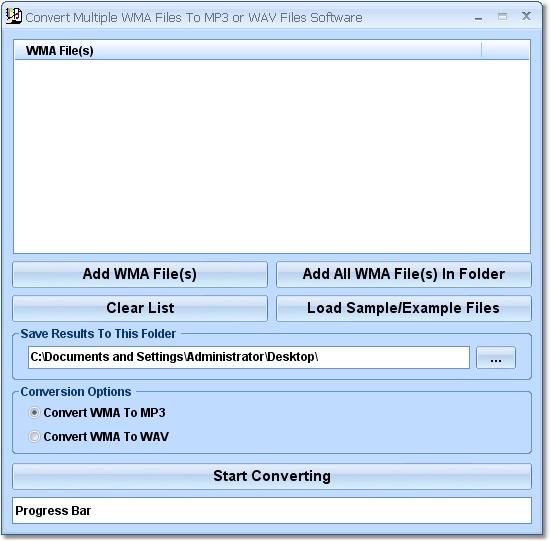 Convert Multiple WMA Files To MP3 or WAV Files Sof