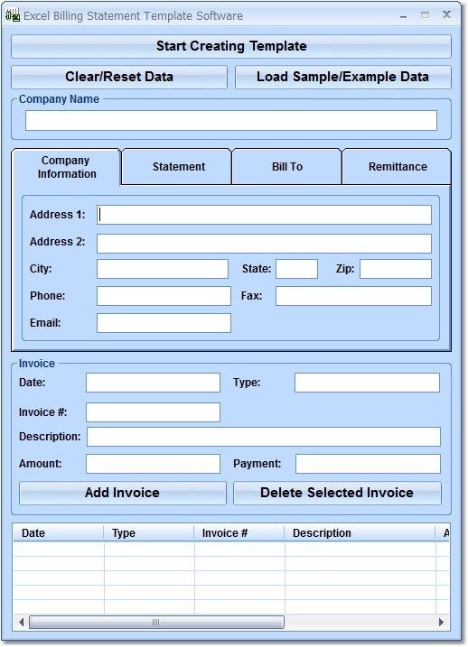 Excel Billing Statement Template Software