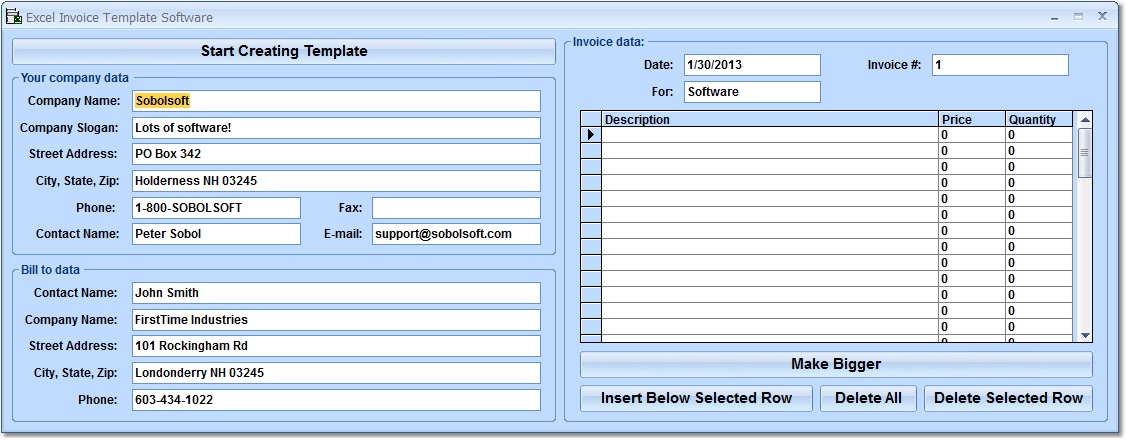 Excel Invoice Template Software