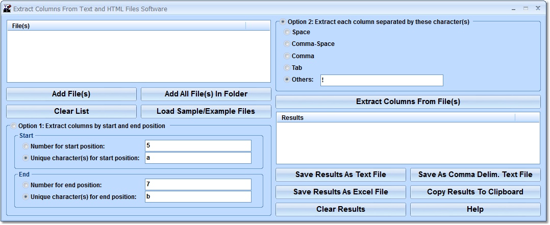 Extract Columns From Text and HTML Files Software