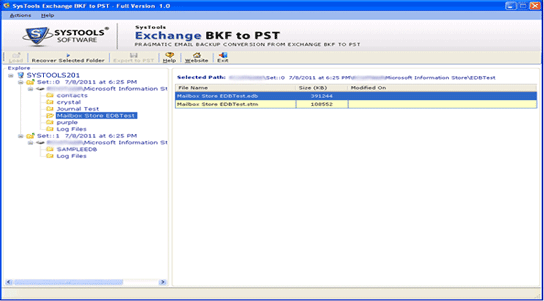 Save Exchange Mailbox BKF to PST