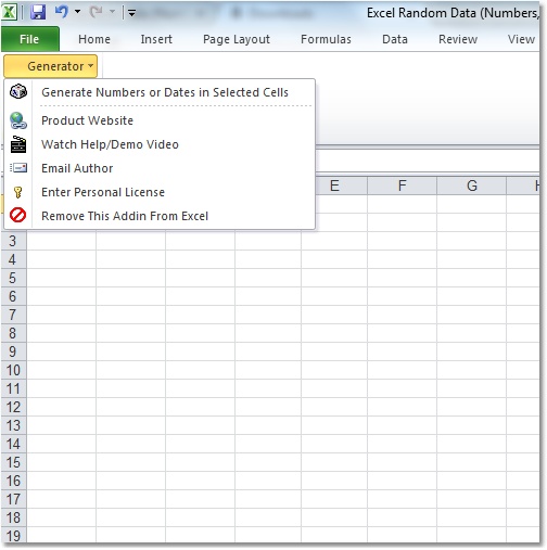 Excel Random Data (Numbers, Dates, Characters and 