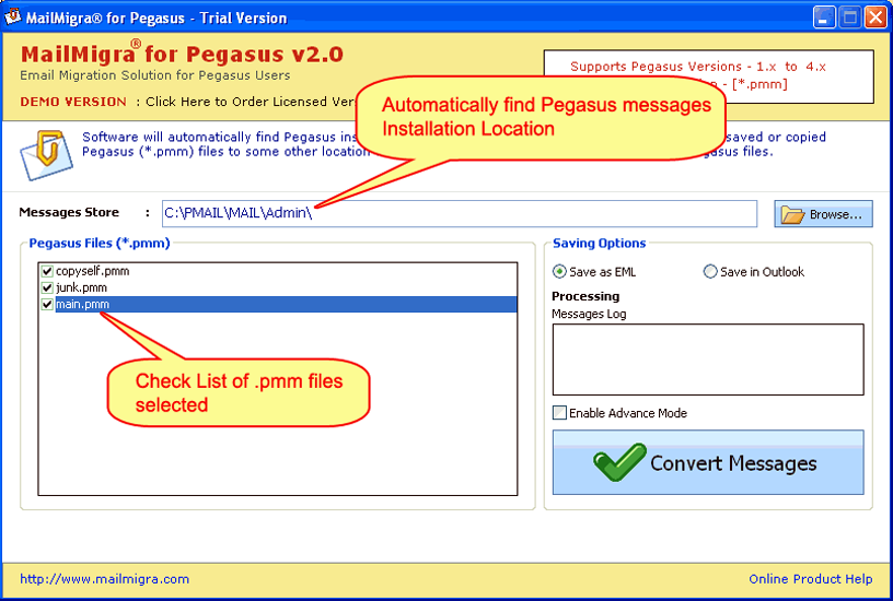 Convert Pegasus to Outlook