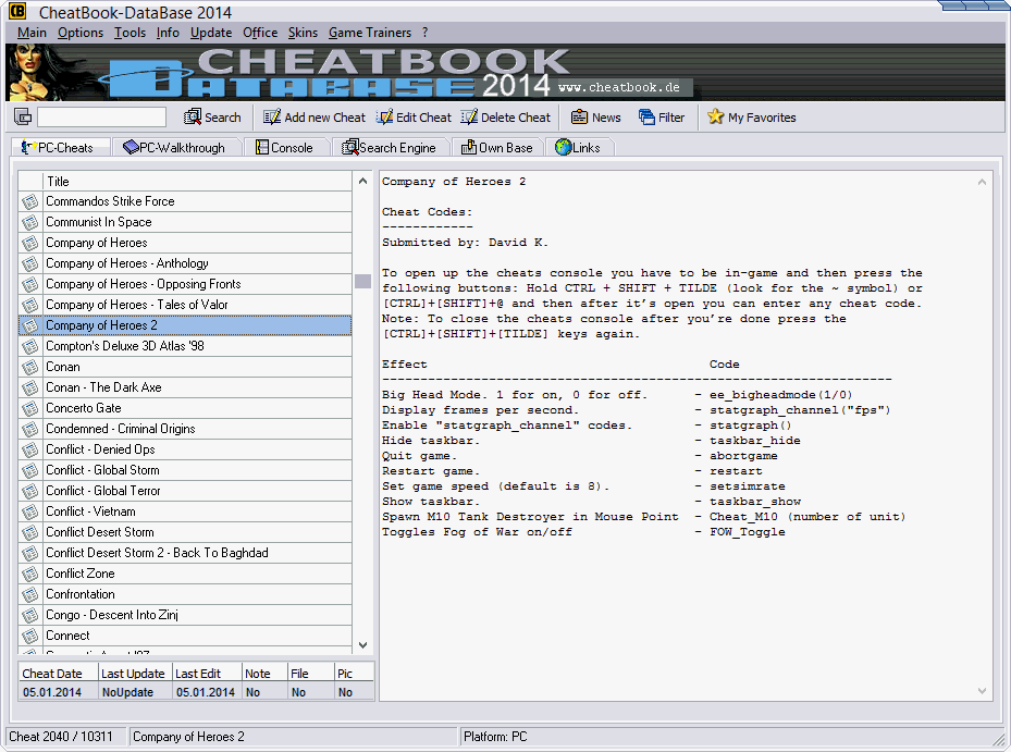 CheatBook DataBase 2014