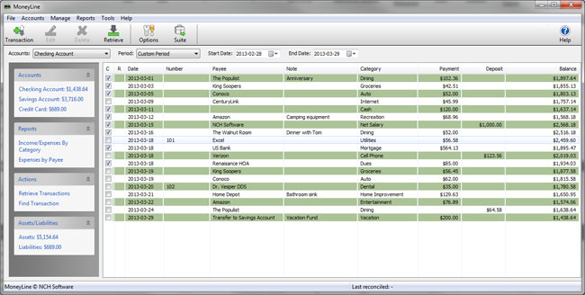 MoneyLine Personal Finance Software Pro