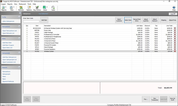 Copper Free Point of Sale Software