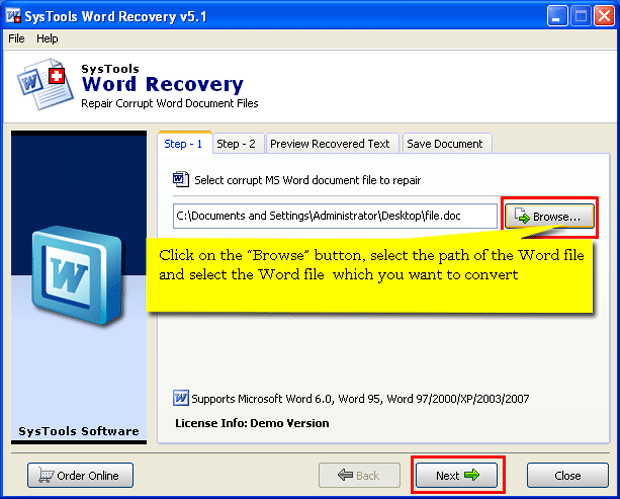 MS Word Recovery Tool