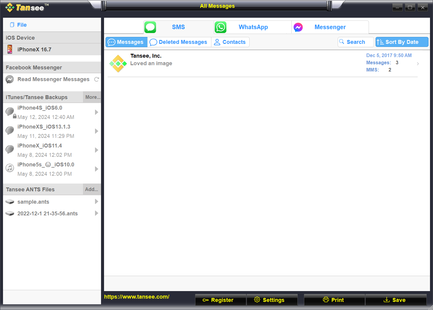 Tansee iDevice SMS&MMS&iMessage Transfer
